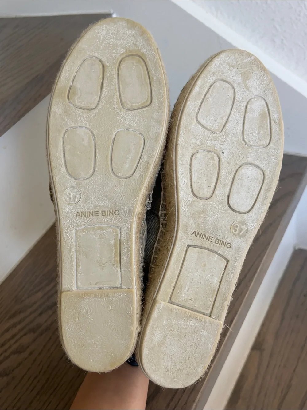 Anine Bing Paloma Embossed Logo Espadrilles in Desert Sage Green NWOB